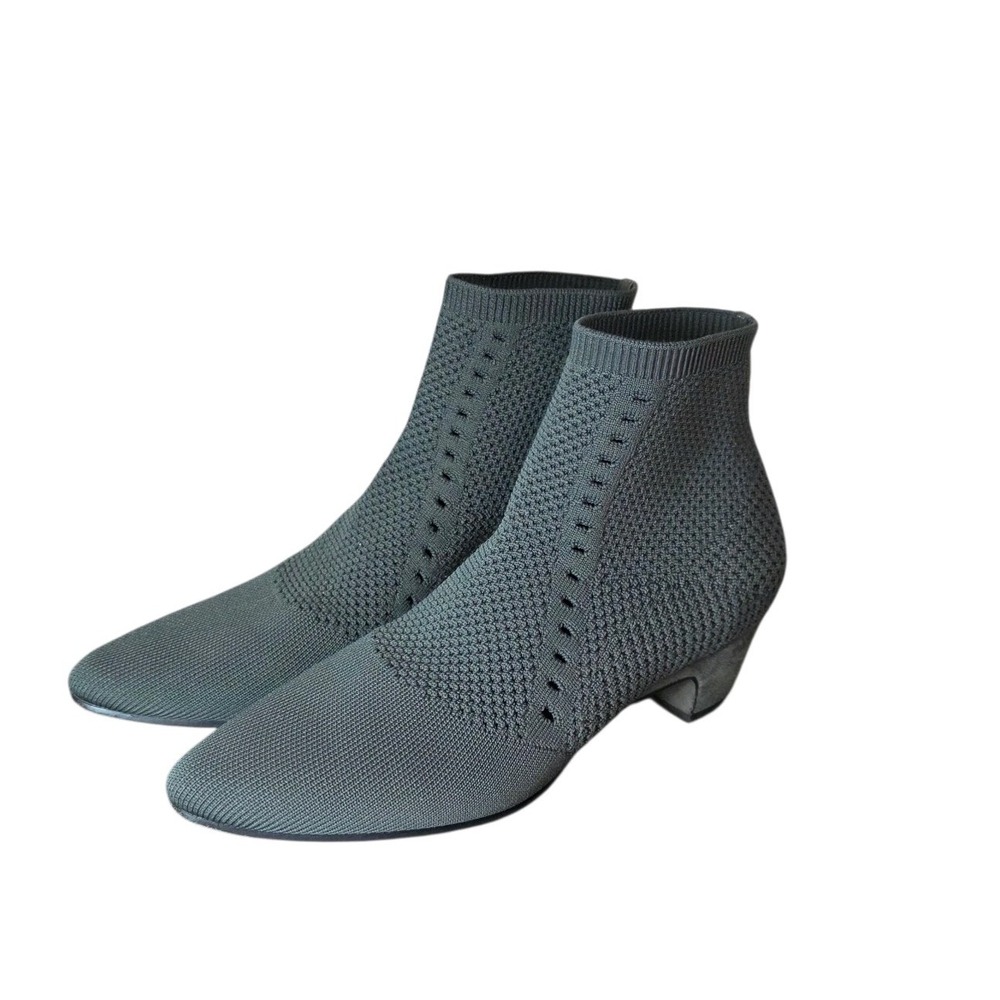 Eileen Fisher Purl Womens 6 Graphite Stretch Knit Sock Booties EF46223